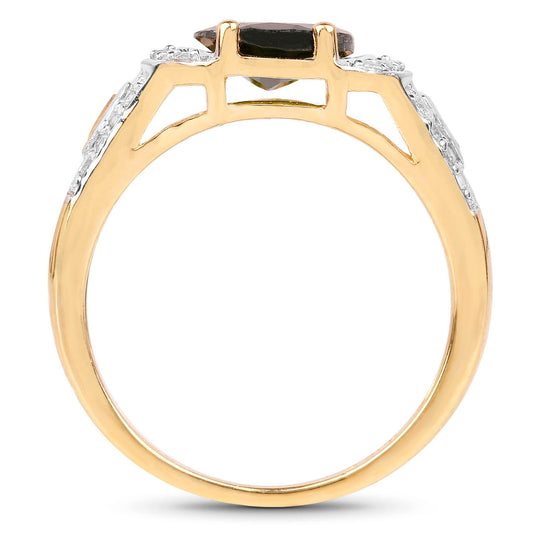 Ring 18K yellow gold plated 2.79ct chrome diopside and white topaz with .925 sterling silver band on Tampa Home & Garden Store
