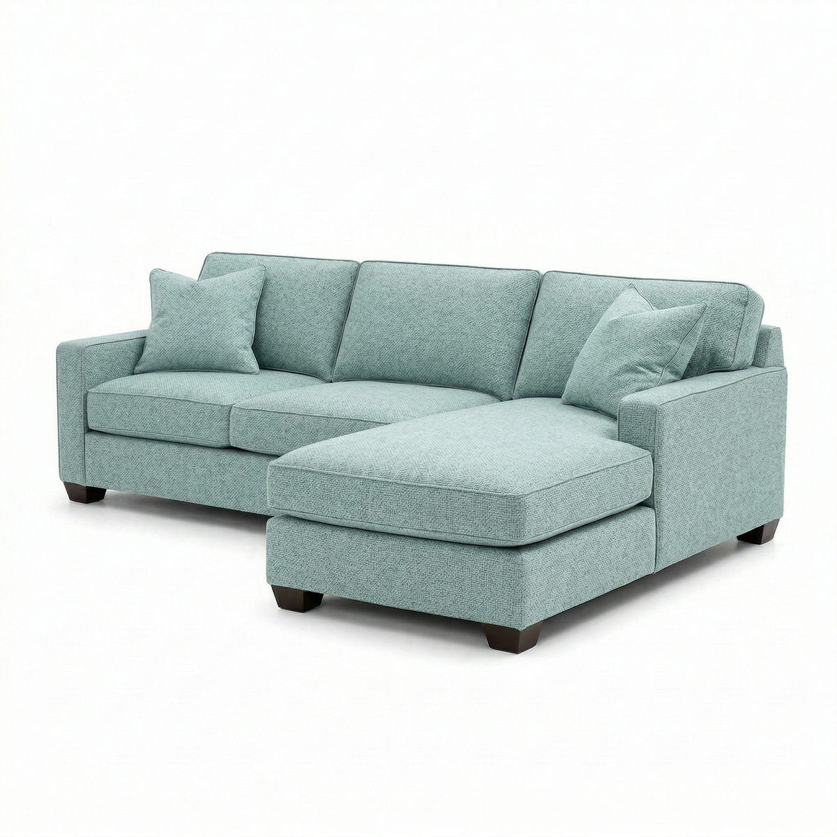 Clifford sectional sofa in teal textured fabric with chaise and cushions on Tampa Home & Garden Store
