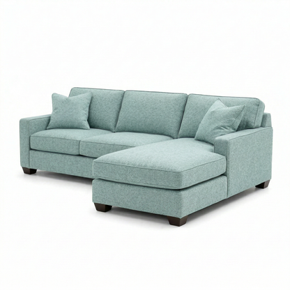 Clifford sectional sofa in teal textured fabric with chaise and cushions on Tampa Home & Garden Store