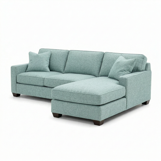 Clifford sectional sofa in teal textured fabric with chaise and cushions on Tampa Home & Garden Store