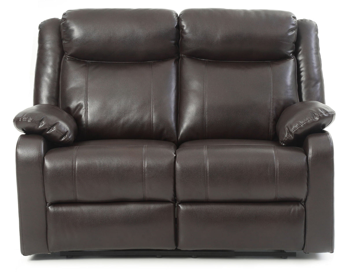 Reclining loveseat in dark brown PU leather with padded armrests by HouseOfZazla on Tampa Home & Garden Store