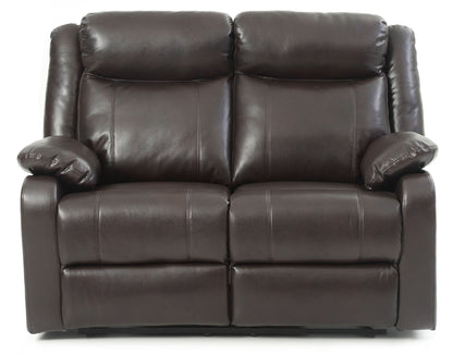 Reclining loveseat in dark brown PU leather with padded armrests by HouseOfZazla on Tampa Home & Garden Store