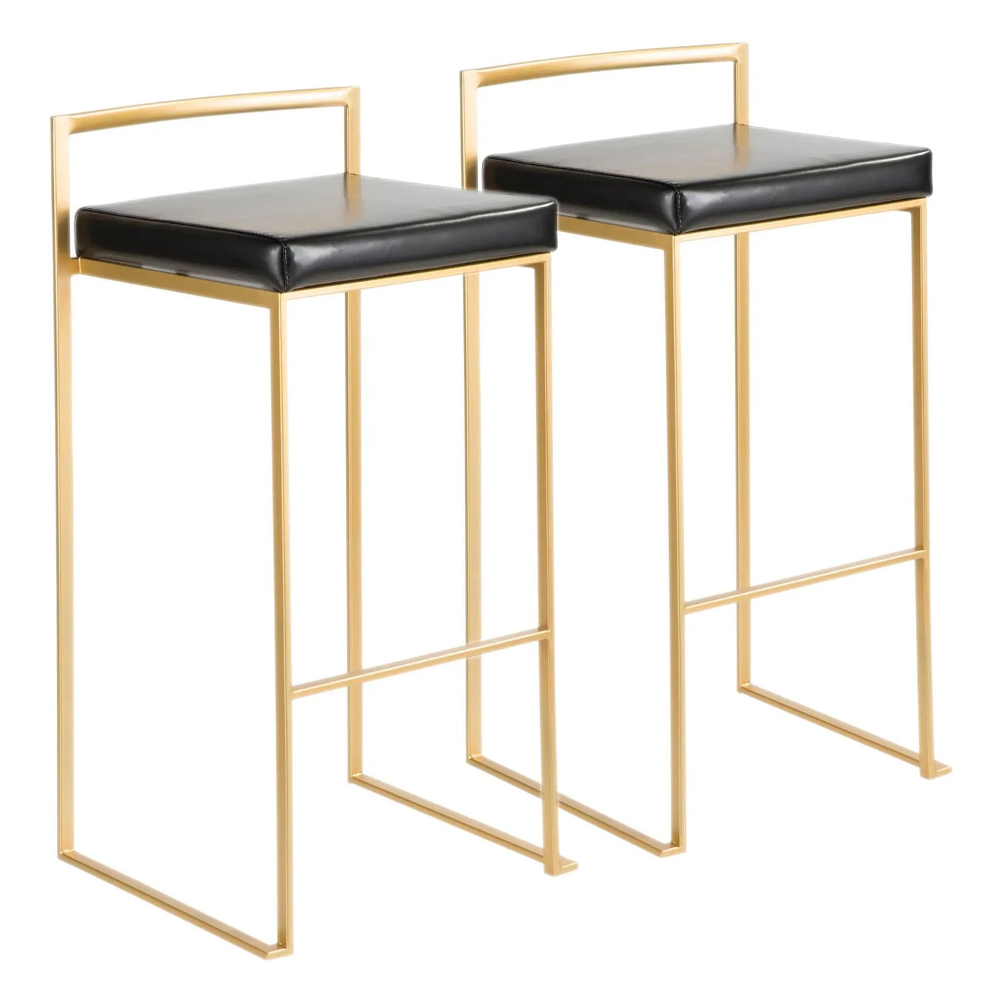 Fuji Contemporary Glam barstool pair, black cushions, gold frame, Unique Piece Furniture on Tampa Home & Garden Store