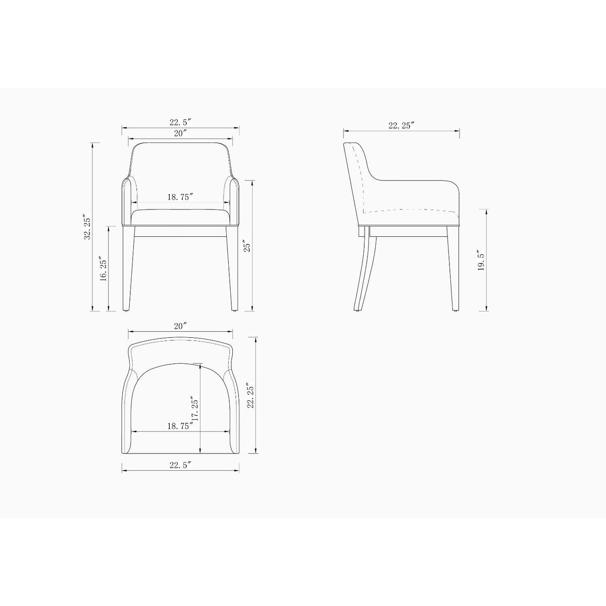 Gansevoort Solid and Modern Dining Armchair