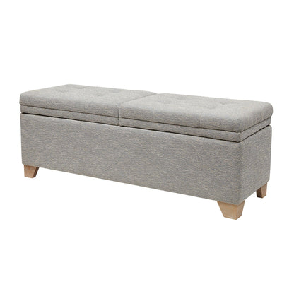 Soft Close Upholstered Storage Bench with Split-Top Access in dark gray fabric, wooden legs on Tampa Home & Garden Store