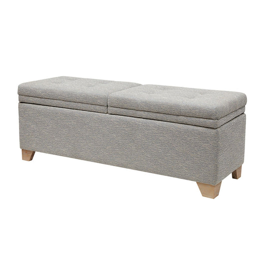 Soft Close Upholstered Storage Bench with Split-Top Access in dark gray fabric, wooden legs on Tampa Home & Garden Store