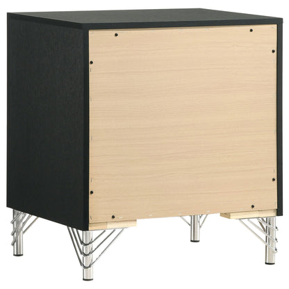 Malcolm 5 Piece Bedroom Set bed frame in black with natural wood panels and metal hairpin legs HouseOfZazla on Tampa Home & Garden Store