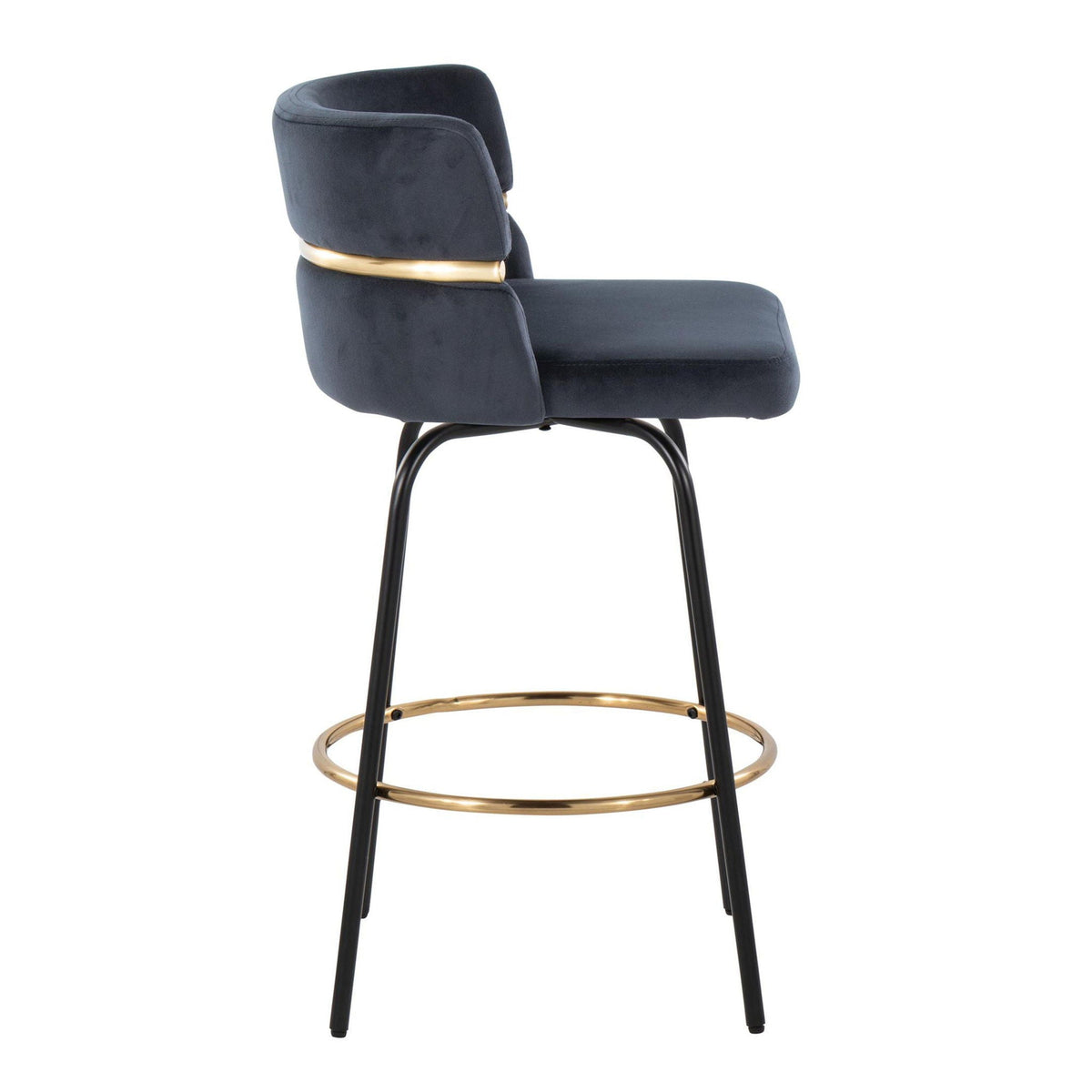 Contemporary counter stool set with swivel, black upholstery and gold footrest HouseOfZazla on Tampa Home & Garden Store