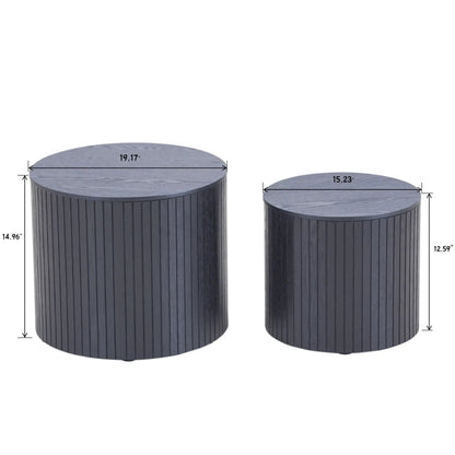 Two-piece nesting table set in dark wood with grooved sides by Unique Piece Furniture on Tampa Home & Garden Store