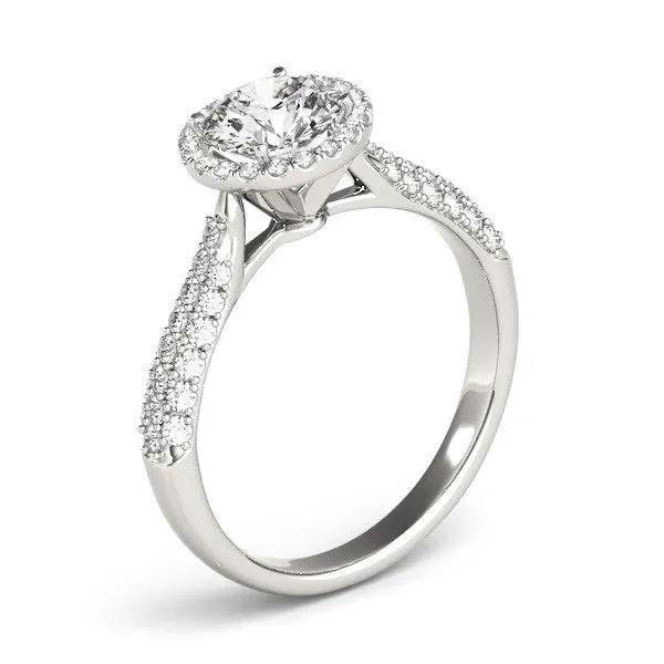 14k white gold halo engagement ring with pavé band, 1 1/3 cttw diamonds by Bids.com on Tampa Home & Garden Store