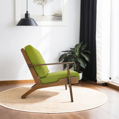 Genuine Lounge Chair with Solid Wood Frame in green fabric upholstery for a modern living space on Tampa Home & Garden Store