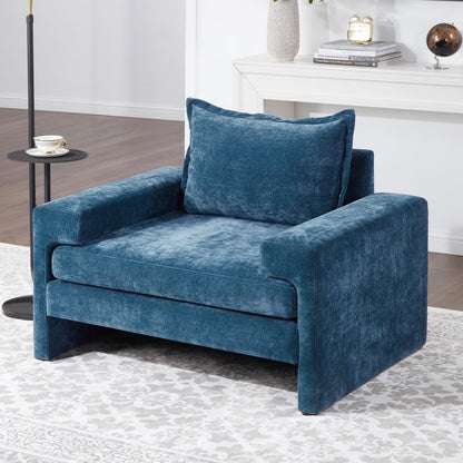 Upholstered Accent Chair by HouseOfZazla in blue velvet with wide arms on Tampa Home & Garden Store