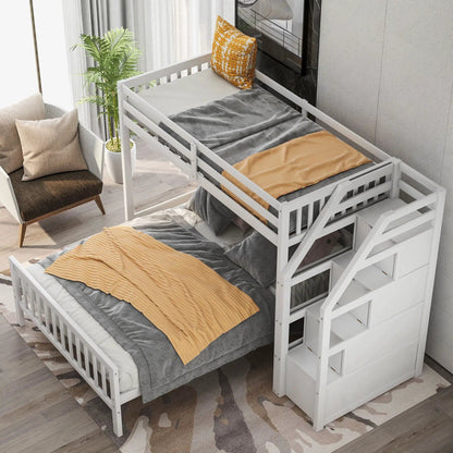 Loft Bed with Staircase and Storage Grids