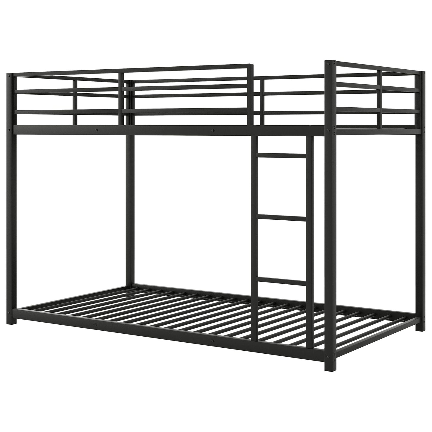 Metal bunk bed low with ladder, black finish, HouseOfZazla bunk beds on Tampa Home & Garden Store