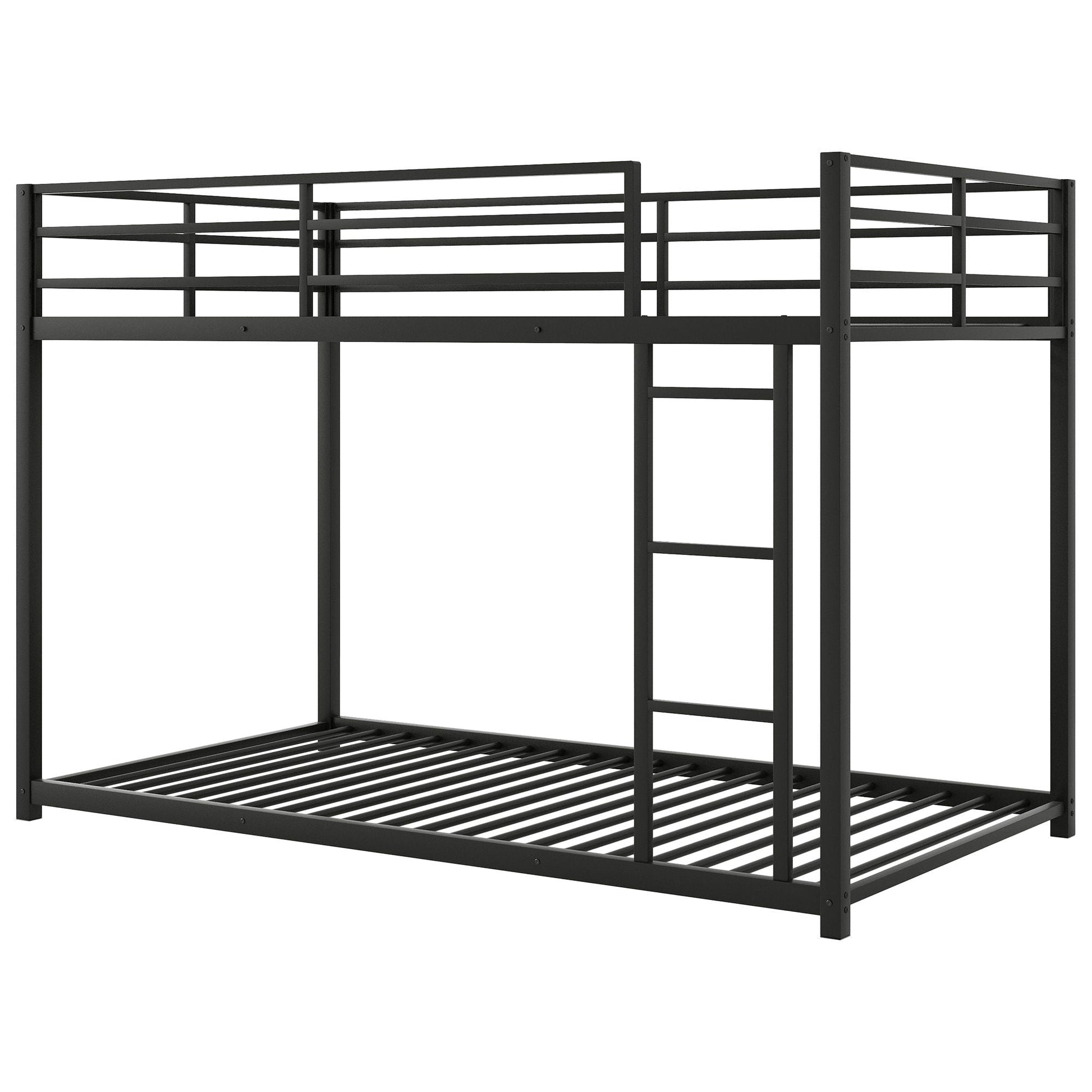 Metal bunk bed low with ladder, black finish, HouseOfZazla bunk beds on Tampa Home & Garden Store