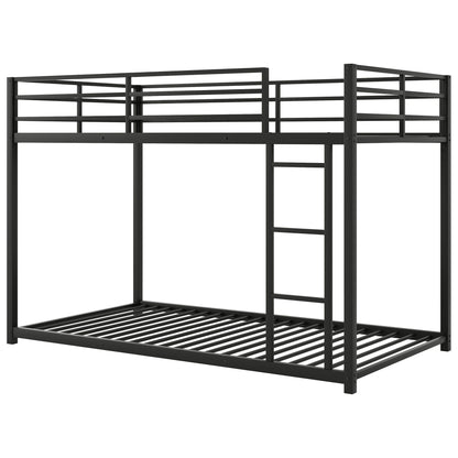 Metal bunk bed low with ladder, black finish, HouseOfZazla bunk beds on Tampa Home & Garden Store