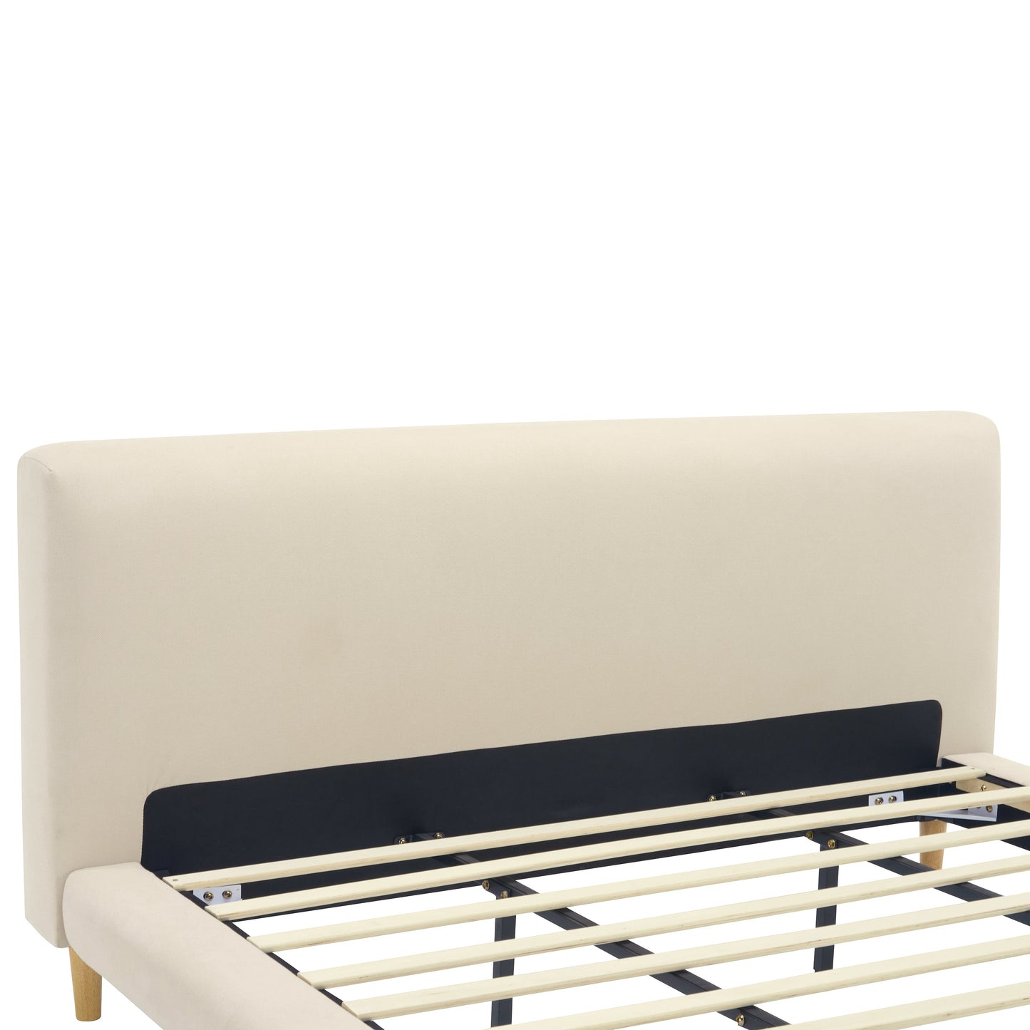 Beige Chunky Upholstered Headboard Cal King Bed