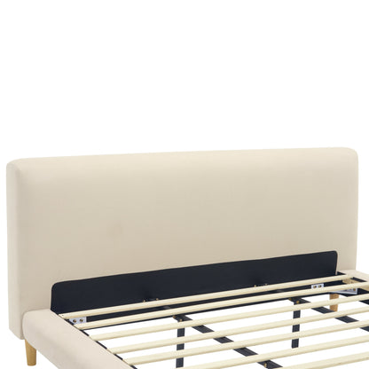 Beige Chunky Upholstered Headboard Cal King Bed