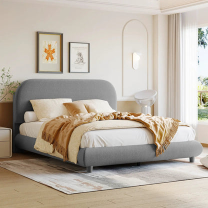 Upholstered Platform Bed With Thick Solid Frame