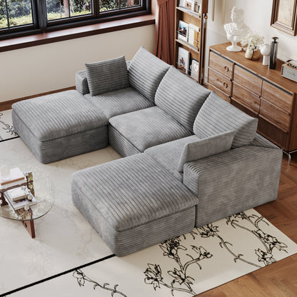Grey Modular Cloud Sofa With Corduroy Cushions