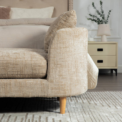 End-of-bed bench with armrests in beige fabric by HouseOfZazla, 77.17-inch wide on Tampa Home & Garden Store