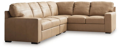 Bandon Sectional tan leather stationary sofa by Unique Piece Furniture on Tampa Home & Garden Store