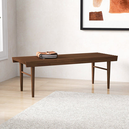 Dark brown wood accent bench Mia with solid wood frame HouseOfZazla on Tampa Home & Garden Store