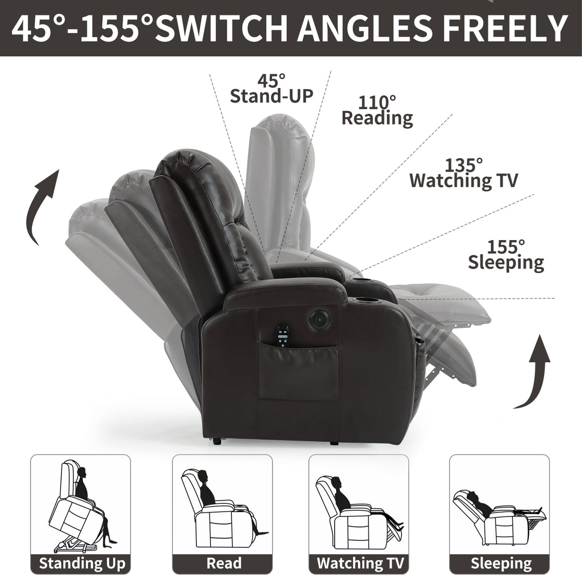 Thick Power Lift Recliner Chair and Footrest