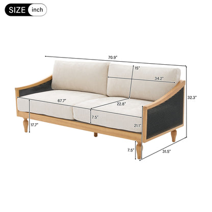 Compact Black Loveseat with Solid Wood Frame