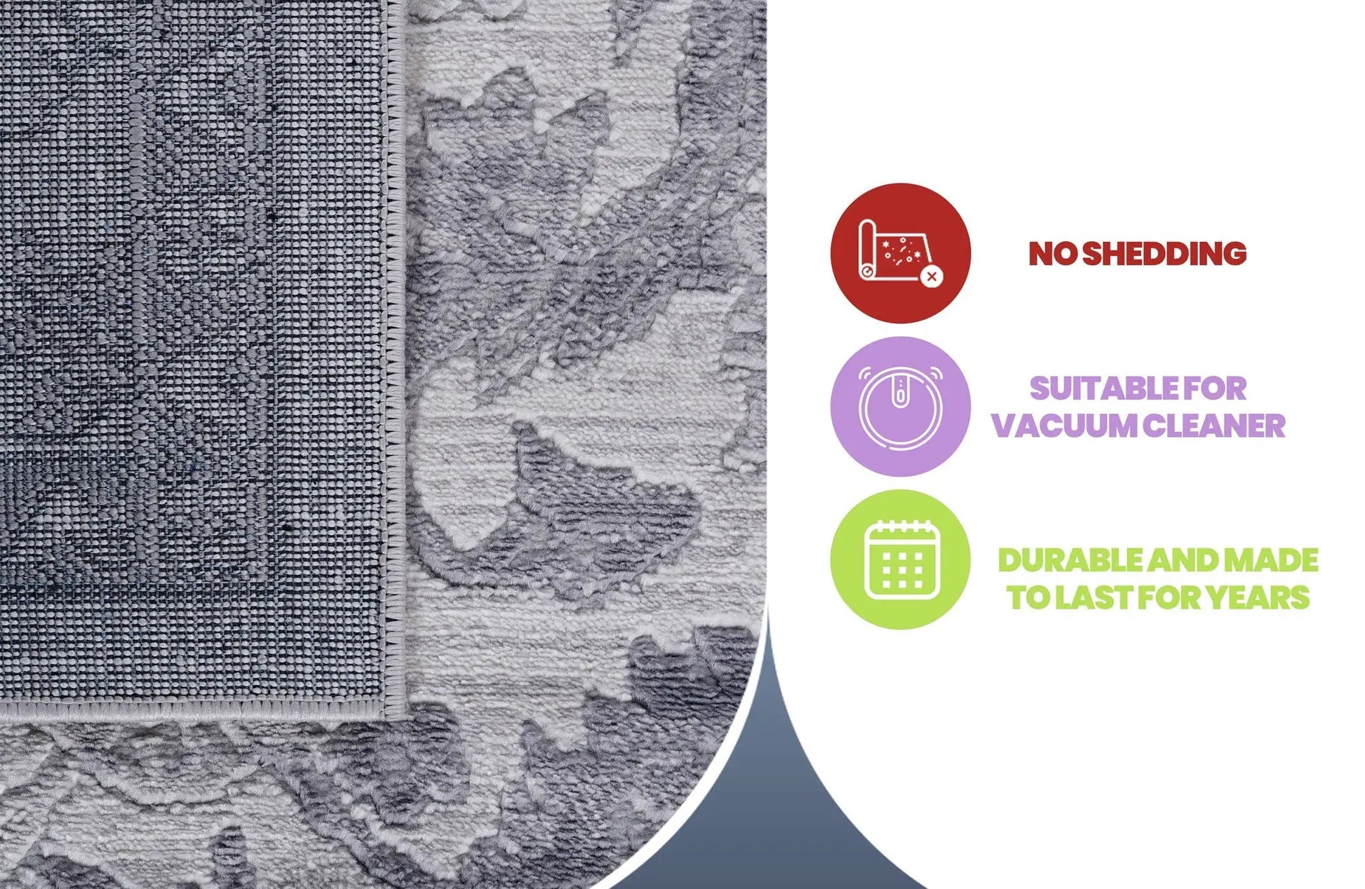 Marfi Trendy Oriental Area Rug grey-blue textured pile for living rooms on Tampa Home & Garden Store