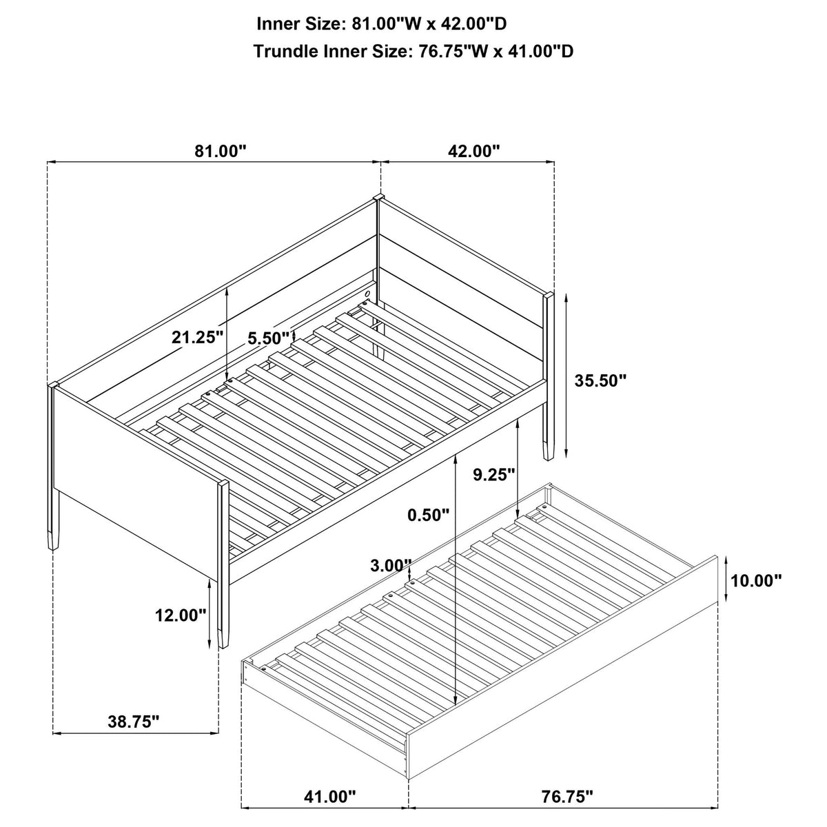 Stewart Twin Daybed with Trundle in Natural wood by HouseOfZazla Trundle Beds & Bed Frames on Tampa Home & Garden Store