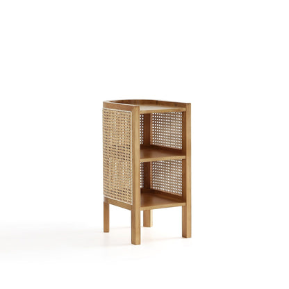 Modern Chic End Table with Two Shelves in brown wood and cane panels HouseOfZazla on Tampa Home & Garden Store