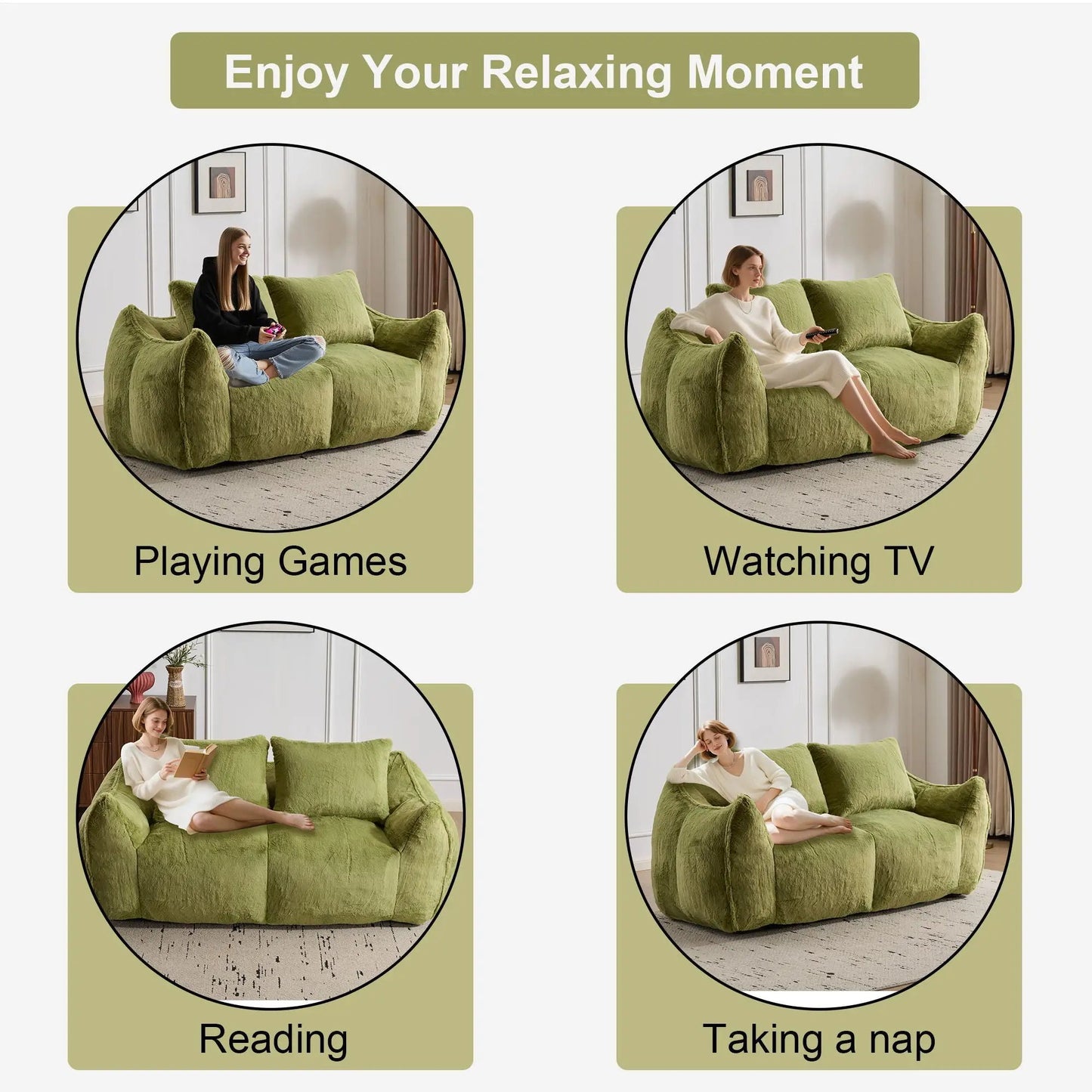 Giant Bean Bag Couch and Fluffy Loveseat