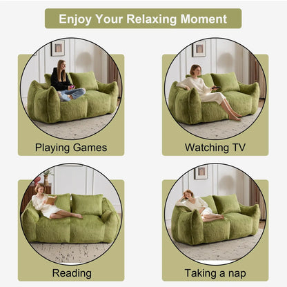 Giant Bean Bag Couch and Fluffy Loveseat