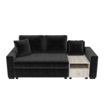 Modular sofa couch with storage armrest and center console in charcoal fabric by HouseOfZazla on Tampa Home & Garden Store