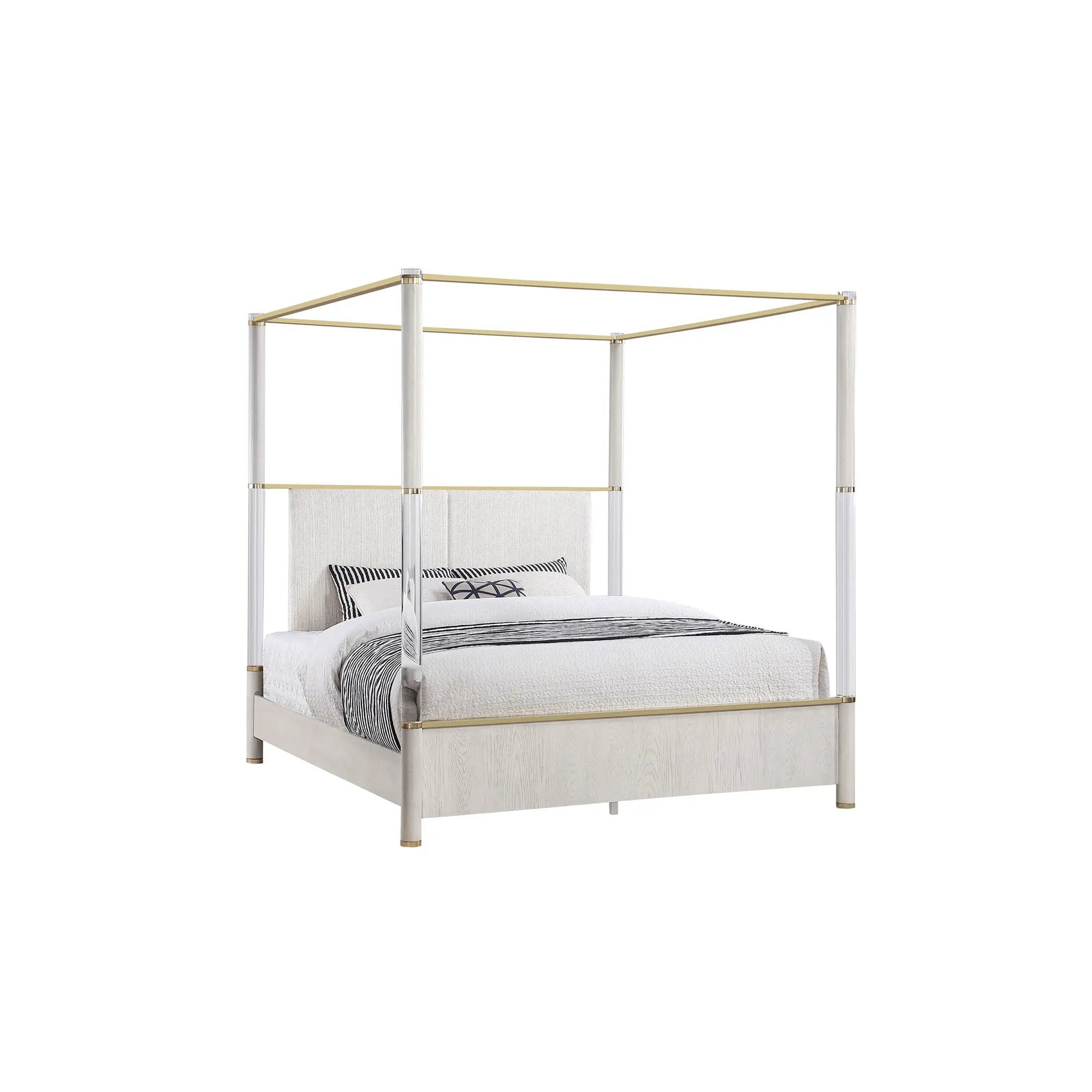 Malco 5 Piece Bedroom Set canopy bed silver frame and gold rails bedding by Unique Furniture on Tampa Home & Garden Store