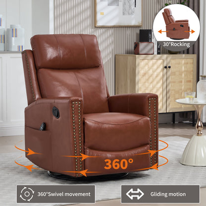 Red genuine leather heat massage manual recliner chair by HouseOfZazla, 360° swivel on Tampa Home & Garden Store
