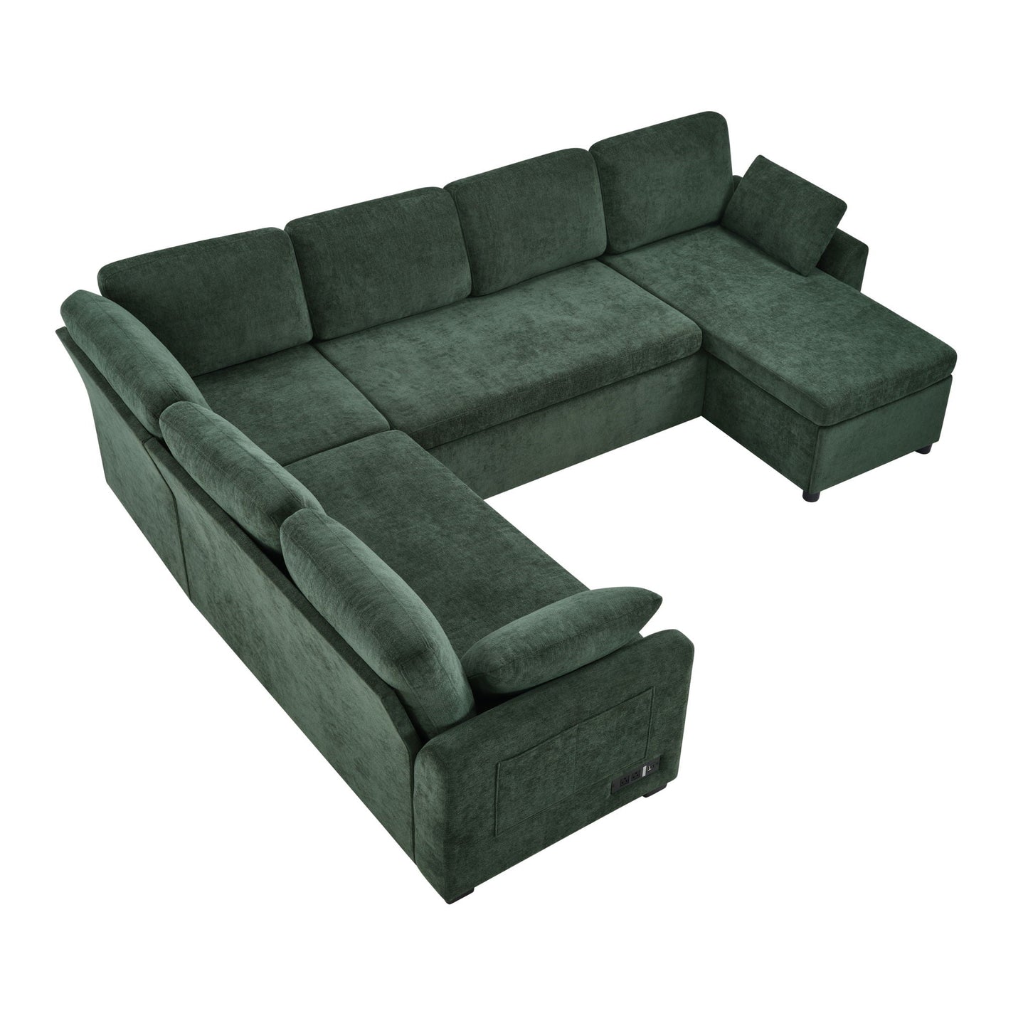Convertible U-shaped sectional sofa bed with reversible chaise emeraldvelvet HouseOfZazla on Tampa Home & Garden Store