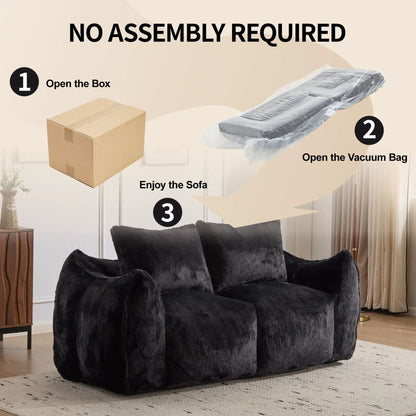 Giant Bean Bag Couch and Fluffy Loveseat