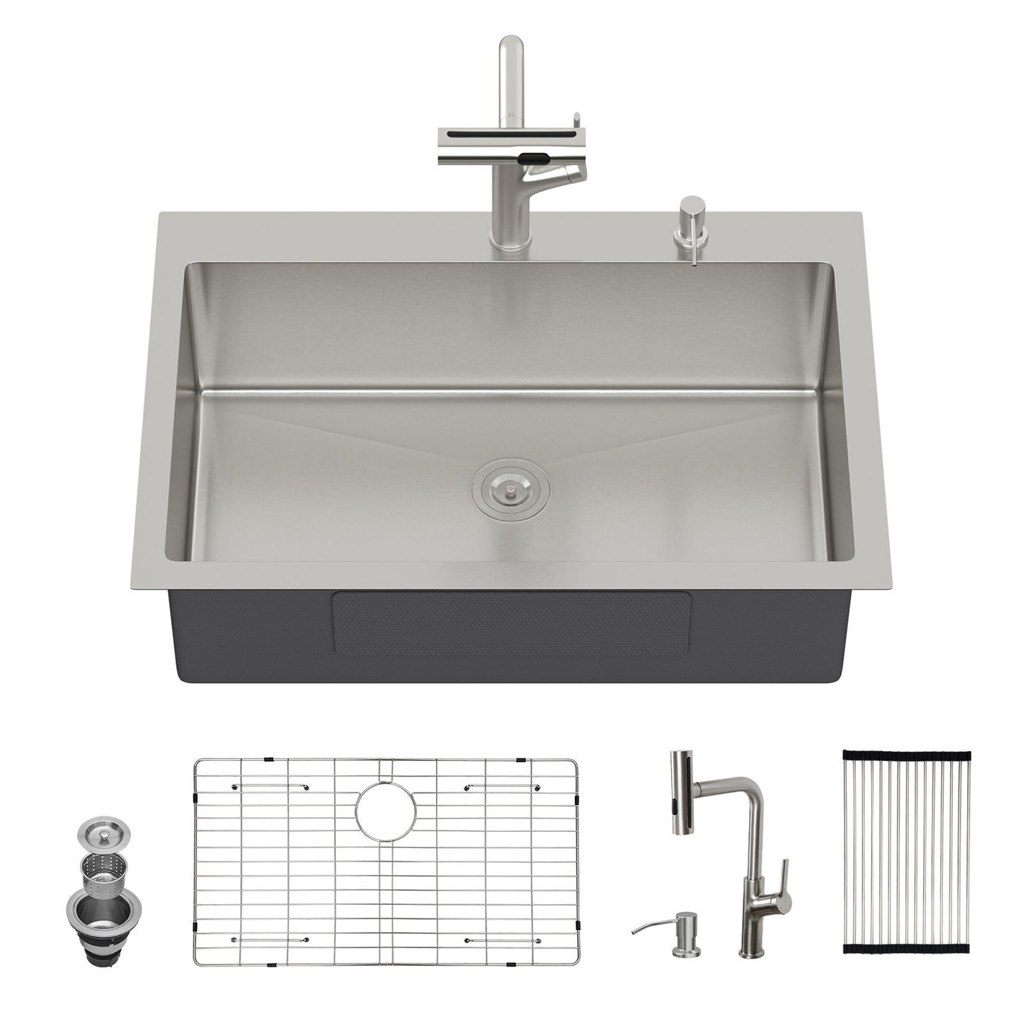Stainless Steel Kitchen Sink with Faucet and Soap