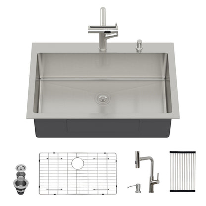 Stainless Steel Kitchen Sink with Faucet and Soap