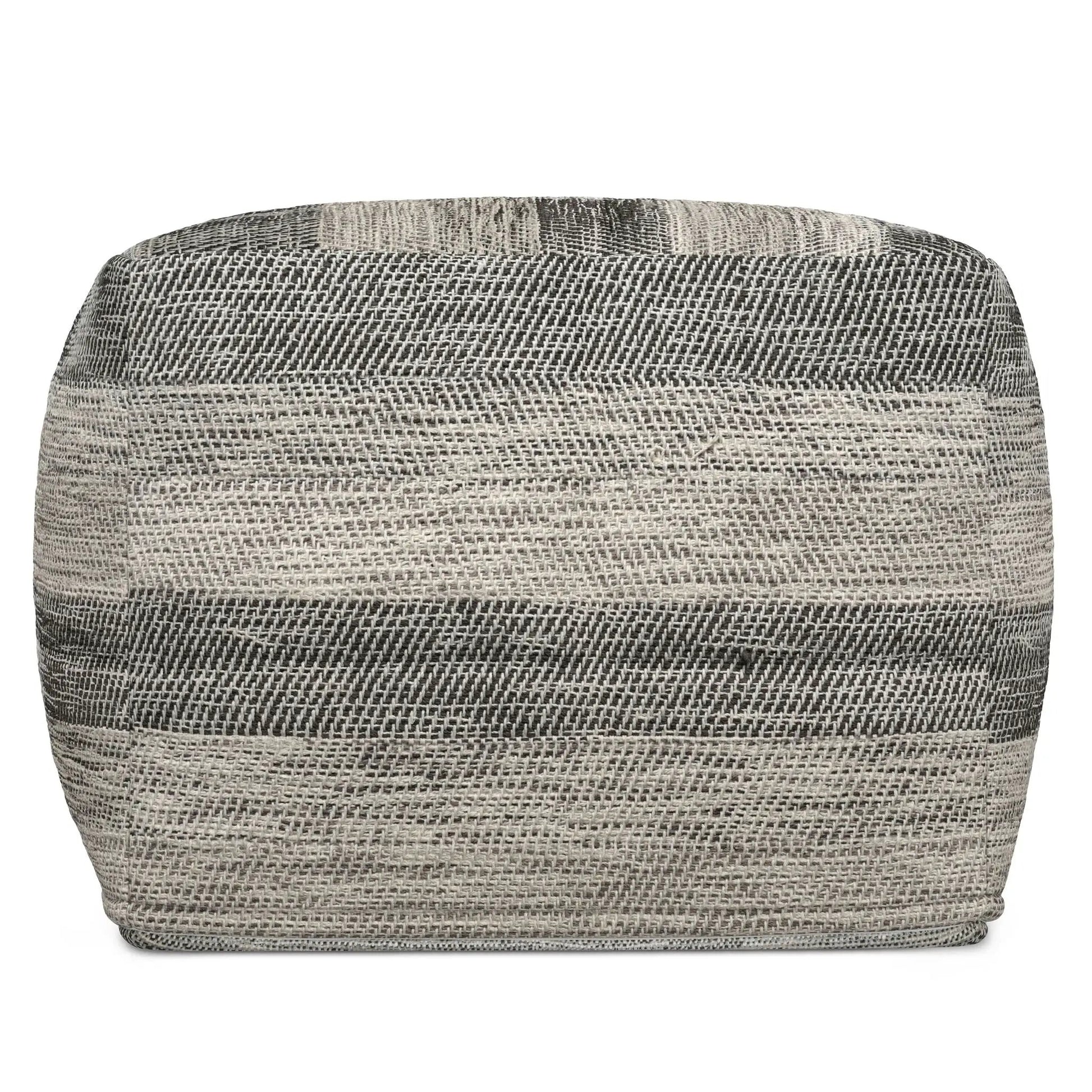 Clay square upholstered pouf in gray-black woven fabric by Unique Piece Furniture on Tampa Home & Garden Store