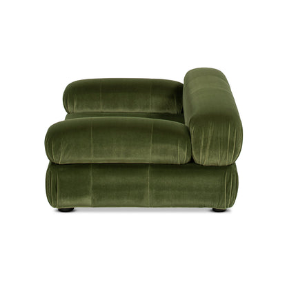 Marcel Upholstered Modern Small-to-Medium Pet Bed olive green velvet with sofa-like cushions on Tampa Home & Garden Store