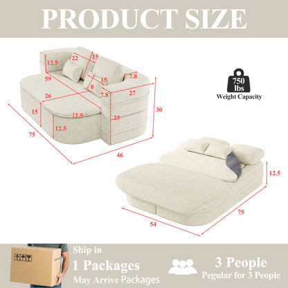 Foldable Sofa Bed with a Multi Functional Blanket