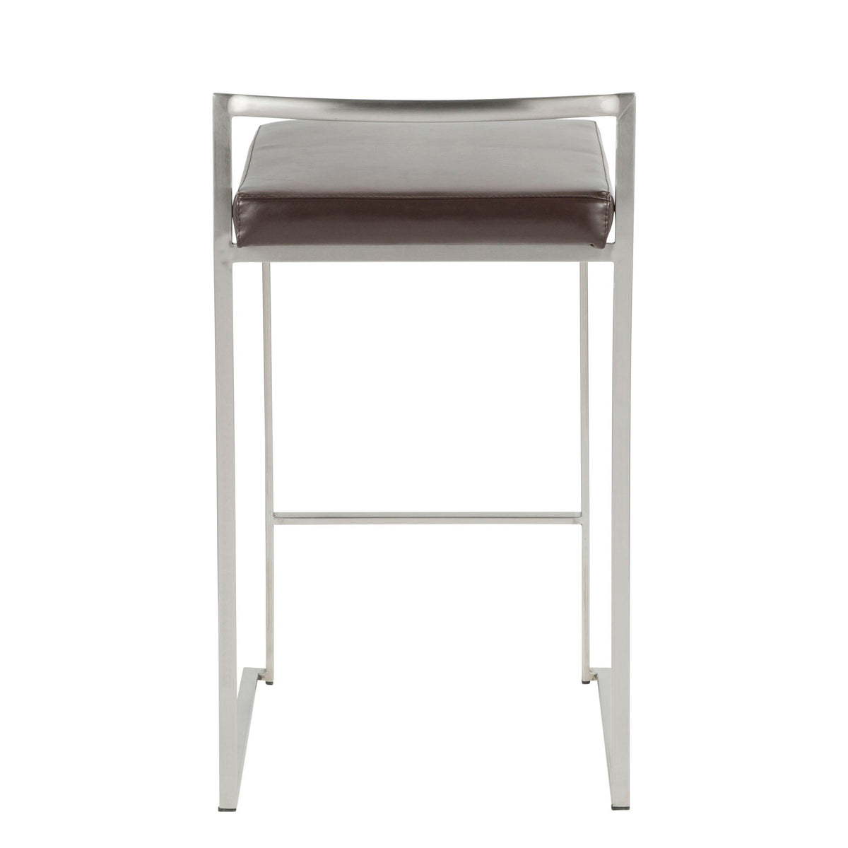 Contemporary stackable counter stool with padded brown seat and chrome frame on Tampa Home & Garden Store