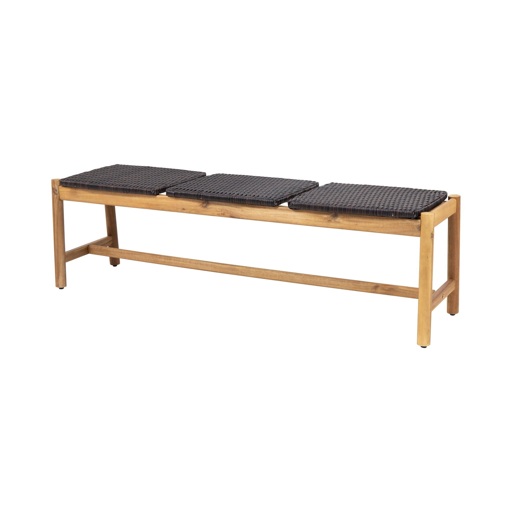 Cambria Rustic 3 Seater Bench Teak outdoor bench with dark brown wicker seats HouseOfZazla on Tampa Home & Garden Store