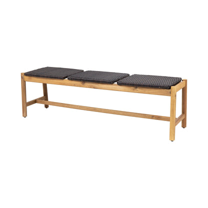 Cambria Rustic 3 Seater Bench Teak outdoor bench with dark brown wicker seats HouseOfZazla on Tampa Home & Garden Store
