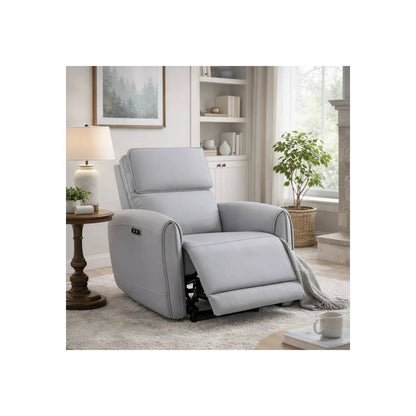 Jeromie Power Motion Recliner With USB Port in gray faux leather on Tampa Home & Garden Store