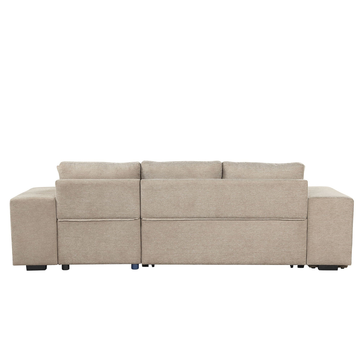 Beige fabric L-shaped sleeper sectional couch by HouseOfZazla with reversible configuration on Tampa Home & Garden Store