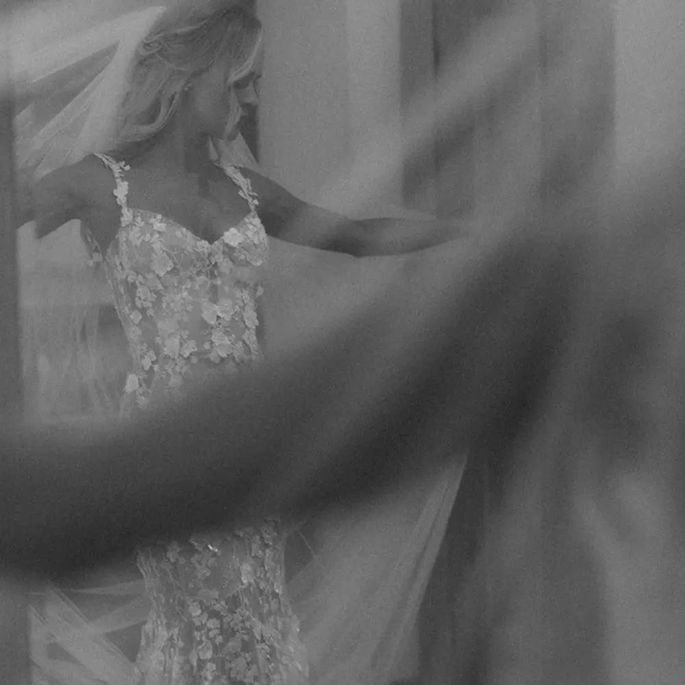 Mermaid wedding dress with 3D floral lace appliques, FLIPSTYLEZLLC bridal gown with lace straps on Tampa Home & Garden Store